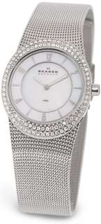 Watch New SKAGEN Steel Slim Ladies MOP Dial Crystals  