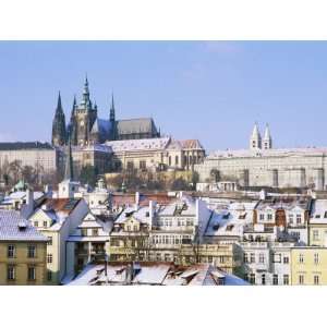 com Prague Castle and Houses of Mala Strana Suburb in Winter, Prague 