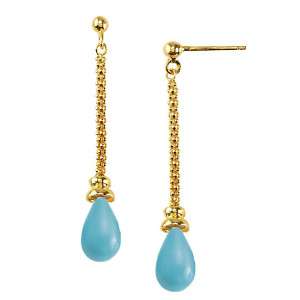 Sleeping Beauty Turquoise Earrings SOLID 14k GOLD  