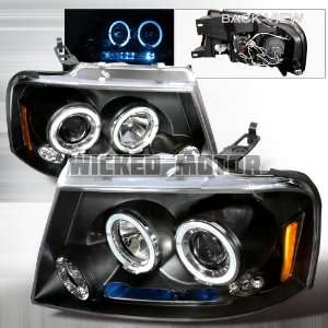 04 08 Ford F150 Halo LED Projector Headlights   Black 
