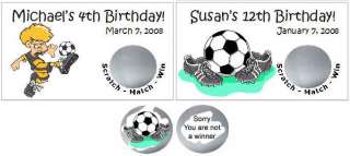 SOCCER Birthday Party Scratch Off Tickets Cards favors  