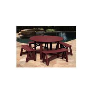  VIFAH Recycled Plastic Round Table And Adirondack Bench 