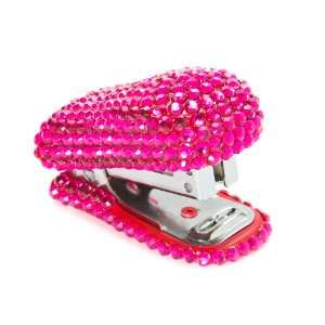    Hot Pink Crystal Encrusted Red Mini Stapler