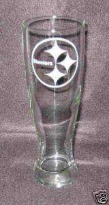 Pittsburgh Steelers Glass  2 New Etched Beer Glasses  
