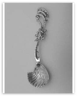 Fancy Shell Style Sterling Silver Salt Spoon  