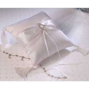  Diamond Wedding Ring Bearer Pillow White