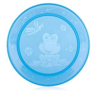 Nuby 4 Pack Embossed Round Flat Plate, Colors May Vary