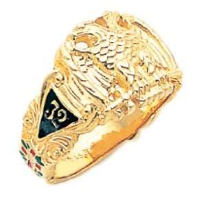   10k White Gold Masonic Scottish Rite Solid Back Ring (Size 8) Jewelry