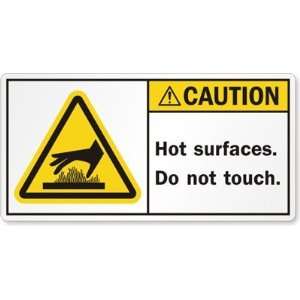  Hot surface. Do not touch. Laminated Vinyl Label, 4 x 2 