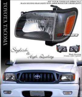 01 04 Toyota Tacoma JDM Black Headlights+Corner Lights  