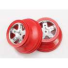 traxxas 5872a satin chrome red beadlock wheels 2 2 2
