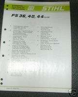 FS 36, 40, 44 Stihl Trimmer Parts Manual *New*  