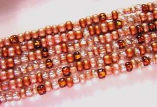 200 CZECH GLASS Seed Beads COPPER FIREWORKS 6/0 2x4mm  