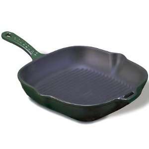  Square Cast Iron Skillets   Grooved Surface and Green 