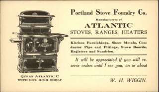 Portland ME   Stove Foundry Co Queen Atlantic Stove Illustrated Postal 