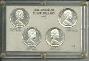 1965 CANADIAN SILVER DOLLAR 4 COIN TYPE SET  
