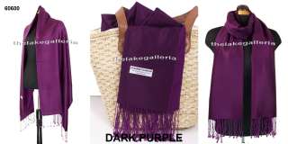 DARK PURPLE 2Ply Pashmina Cashmere Wool Silk Blend XL Shawl Wrap Scarf 
