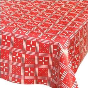 Star Check Oilcloth Table Cloth   Red (48 x 84)  Kitchen 
