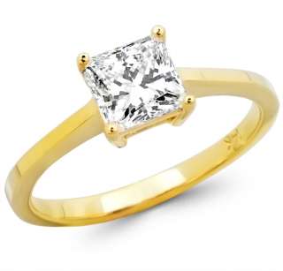 14k Yellow Gold Princes CZ Engagement Wedding Ring 1 ct  