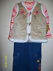Beluga New York Toddler Girls 3 Pc Faux Suede Vest Outfit Tan 3T NWT