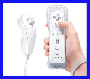   Nunchuck Controller Set for Nintendo Wii Game + Case Skin White  