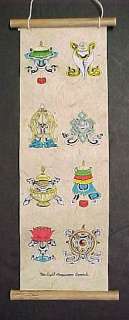 Colorful Auspicious Symbols Tibetan Thangka Scroll  