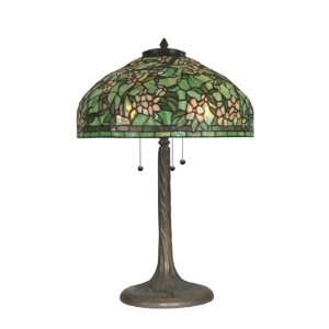   TT90424 Tiffany Table Lamp, Antique Verde Green and Art Glass Shade