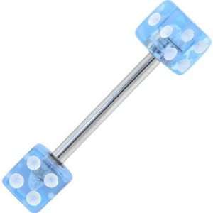  Light Blue DICE Barbell Tongue Ring Jewelry