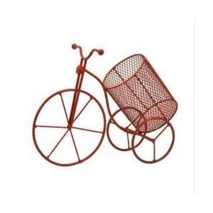  16.5 Red Wrought Iron Tricycle with Basket Wine Bottle 