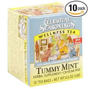 Celestial Seasonings Wellness Tea Tummy Mint, Tea Bags, 0.6 Ounce 10 