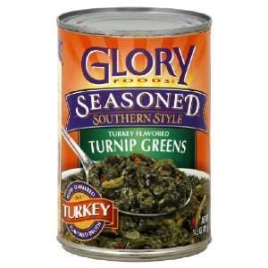 Glory Foods Turkey Flavored Turnip Greens, Package of 12 14.5 Oz Cans 