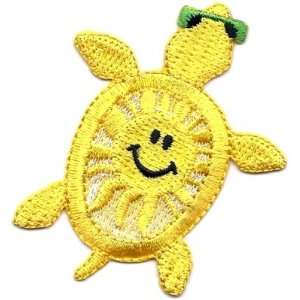  Turtle w/Sunface Iron On Embroidered Applique/Beach 