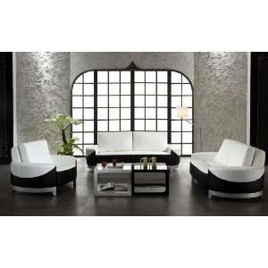  0893 Ultra Modern White and Black 3 Piece Sofa Set