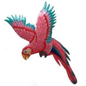  Pink Parrot Tropical Haitian Metal Art Home Room Yard 
