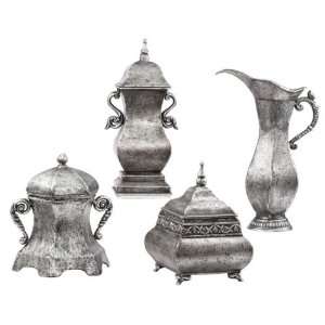    Set of 4 Silver Antique Style Decorative Containers