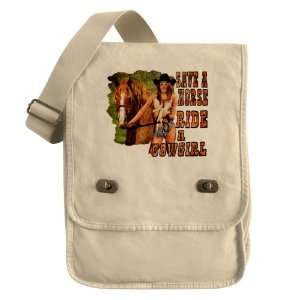 Messenger Field Bag Khaki Country Western Lady Save A Horse Ride A 